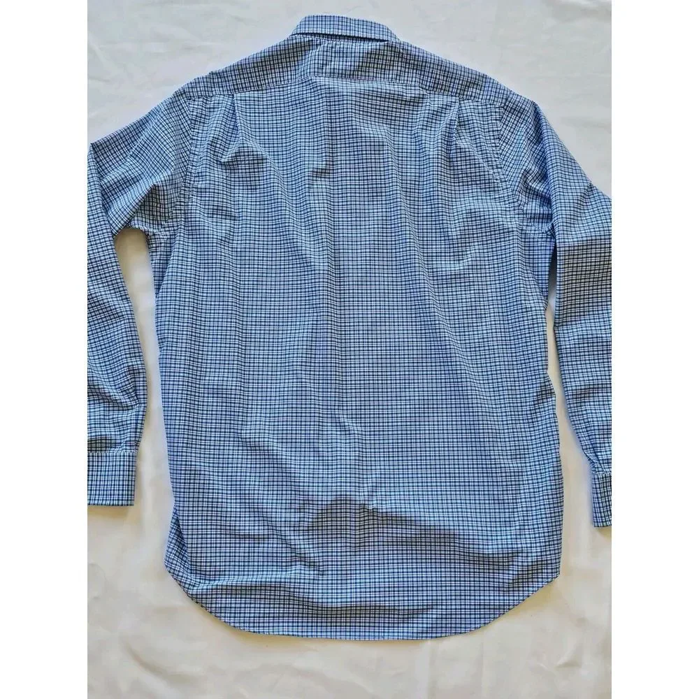 Polo Ralph Lauren Shirt Men's L Blue Plaid Performance Long Sleeve‎ Button Down